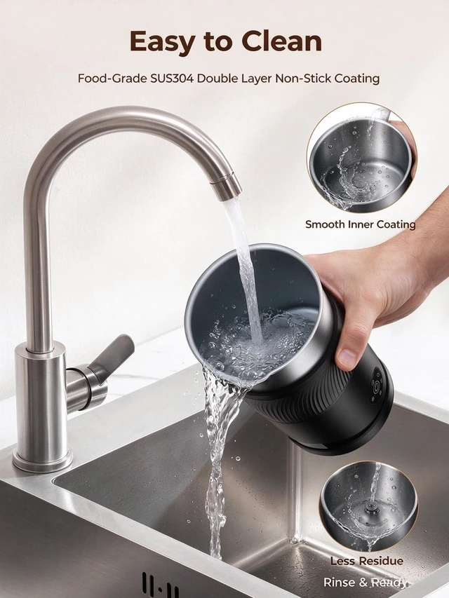 Alt view image 3 of 4 - Ecoflarix 4-in-1 Electric Milk Steamer: Milk Frother 350ml for Home, Office & Travel