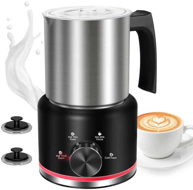 Main image of Milk Frother, 16.9 OZ Electric Milk Frother and Steamer, Black | 4-IN-1 Electric Milk Frother Dishwasher Safe, Stainless Steel Milk Frother for Coffee, Hot and Cold Foam Maker for Latte