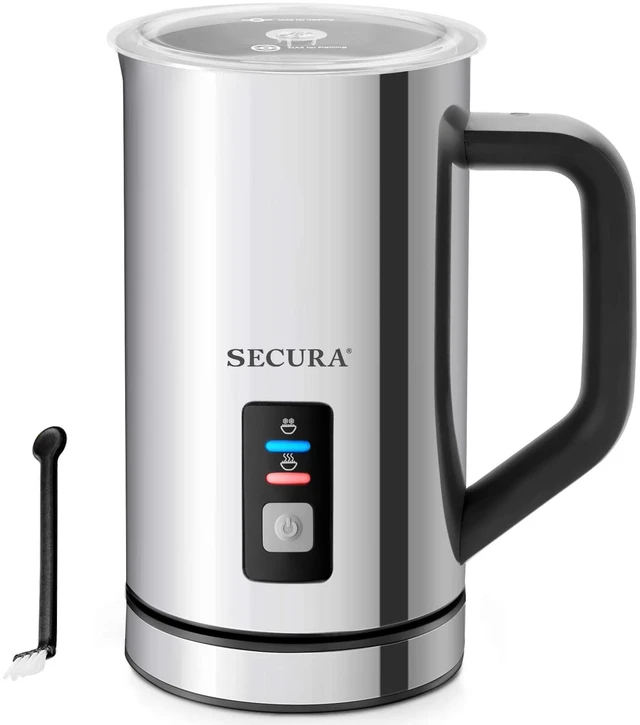 Main image of Secura Milk Frother, 16.9oz Automatic Hot/Cold Foam Maker, Stainless Steel | Stainless Steel, Easy Cleaning, Strix Temperature Control, One-Touch Operation, Rich & Creamy Milk Froth for Latte
