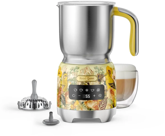 Main image of Hazel Quinn Electric Milk Frother & Steamer, 5-in-1 Hot Cold, Detachable | 400ml 13.5oz large capacity, 304 stainless steel, dishwasher safe, for lattes, cappuccinos, hot choc, cold foam