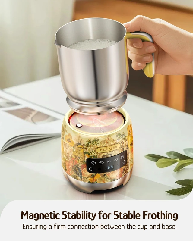 Alt view image 4 of 7 - Hazel Quinn Electric Milk Frother & Steamer, 5-in-1 Hot Cold, Detachable | 400ml 13.5oz large capacity, 304 stainless steel, dishwasher safe, for lattes, cappuccinos, hot choc, cold foam