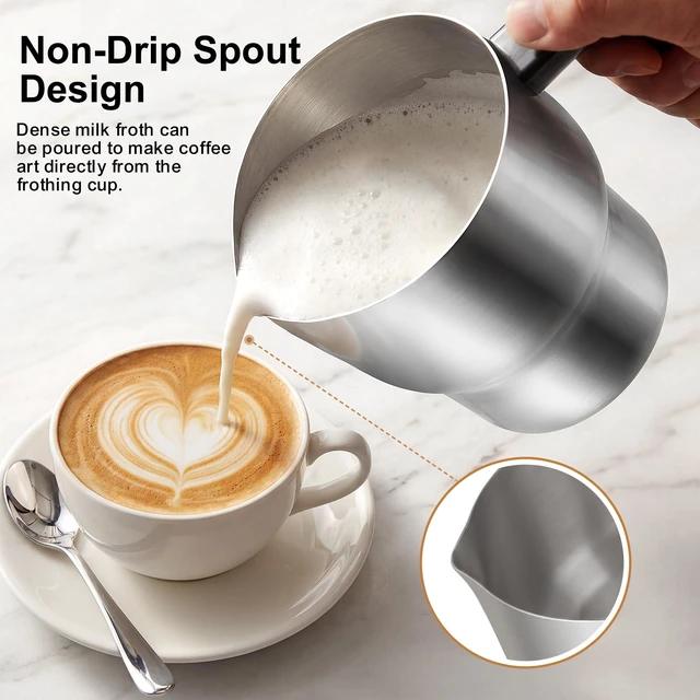 Alt view image 3 of 7 - Milk Frother, 20.3 OZ Electric Milk Frother and Steamer, Black | 7-IN-1 Stainless Steel Milk Frother Dishwasher Safe, Temperature Control & Temperature Display, Hot and Cold Foam Maker