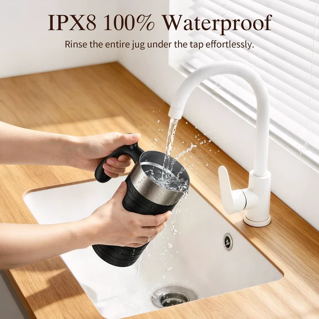 Alt view image 4 of 7 - Secura Milk Frother and Steamer, 4-in-1 Hot & Cold Foam Maker, IPX8 | Dishwasher Safe Jug, IPX8 Waterproof Design, Ergonomic Easy-Pour Handle, Hot Chocolate Maker, Fast & Quiet Operation
