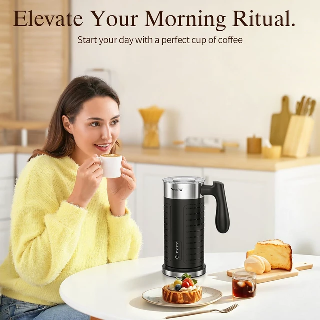 Alt view image 6 of 7 - Secura Milk Frother and Steamer, 4-in-1 Hot & Cold Foam Maker, IPX8 | Dishwasher Safe Jug, IPX8 Waterproof Design, Ergonomic Easy-Pour Handle, Hot Chocolate Maker, Fast & Quiet Operation
