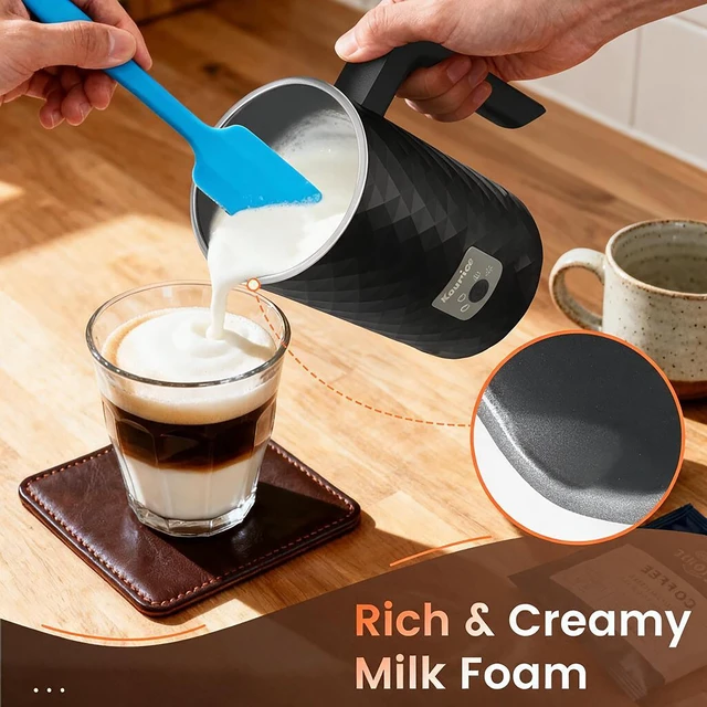 Alt view image 3 of 7 - Kourice Electric Milk Frother and Steamer, 4-in-1 Hot & Cold Foam | Barista-Style Hot & Cold Foam for Lattes, Cappuccinos, Iced Coffee, Quiet, One-Touch, Easy to Clean