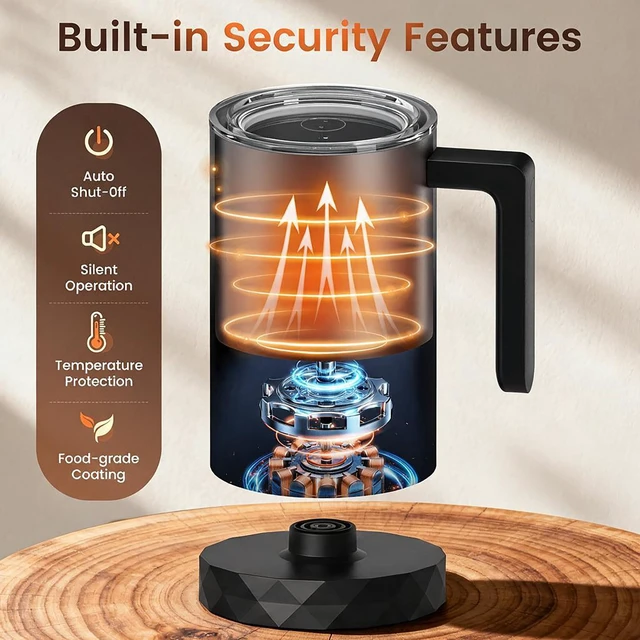 Alt view image 6 of 7 - Kourice Electric Milk Frother and Steamer, 4-in-1 Hot & Cold Foam | Barista-Style Hot & Cold Foam for Lattes, Cappuccinos, Iced Coffee, Quiet, One-Touch, Easy to Clean