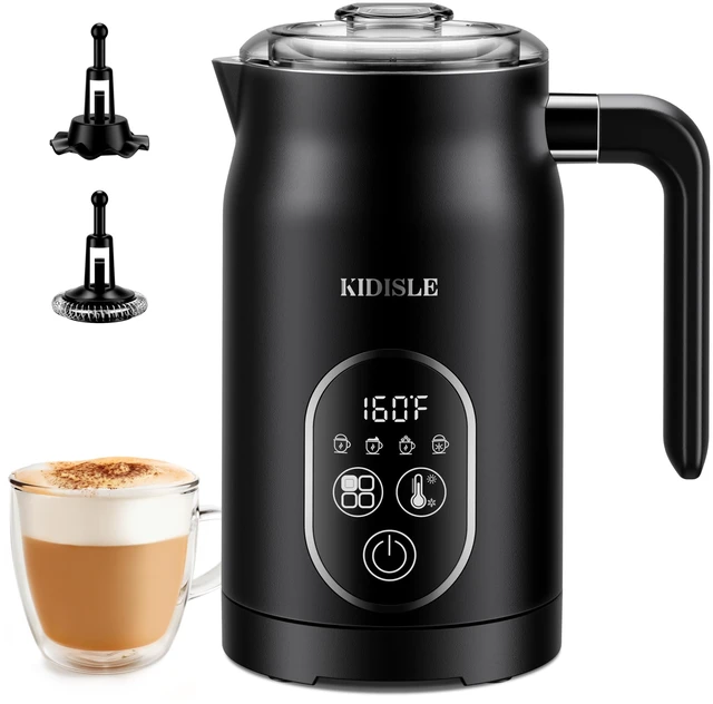 Main image of KIDISLE 4-in-1 Electric Milk Frother and Steamer, Adjustable Temperature | Hot & Cold Foam Maker , 4 Heat Settings 130-160°F, 30-Min Keep Warm, Frother for Coffee, Lattes, Cappuccinos, Hot Chocolate