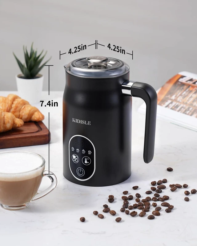 Alt view image 7 of 7 - KIDISLE 4-in-1 Electric Milk Frother and Steamer, Adjustable Temperature | Hot & Cold Foam Maker , 4 Heat Settings 130-160°F, 30-Min Keep Warm, Frother for Coffee, Lattes, Cappuccinos, Hot Chocolate