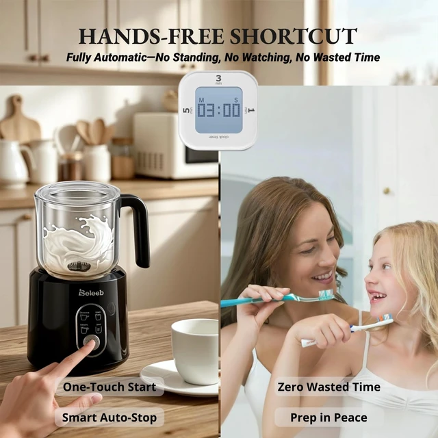 Alt view image 2 of 7 - Beleeb Detachable Milk Frother and Steamer: Hands-Free Froth & Clean 11.8oz | Dishwasher Safe Stainless Steel Jug - 4-in-1 Electric Automatic Hot/Cold Foamer & Hot Chocolate Maker for Latte Cappuccino