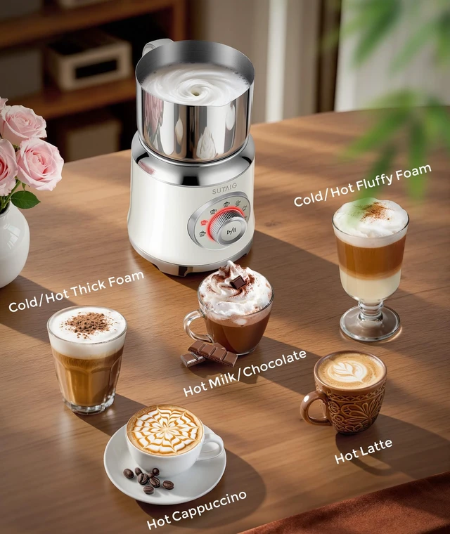Alt view image 2 of 7 - Milk Frother, 27oz All-in-1 Milk Steamer and Frother for Coffee, Variable Froth Thickness, Hot & Cold Foam Milk Warmer with Temperature Control