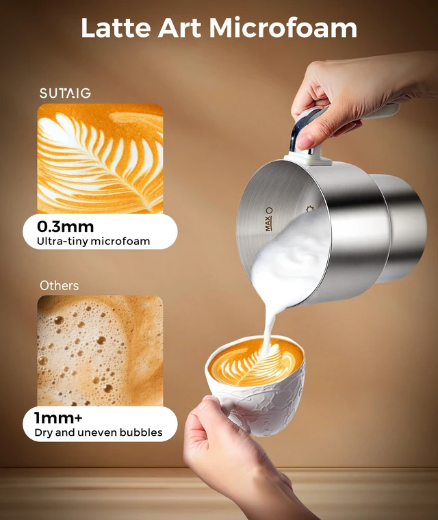 Alt view image 3 of 7 - Milk Frother, 27oz All-in-1 Milk Steamer and Frother for Coffee, Variable Froth Thickness, Hot & Cold Foam Milk Warmer with Temperature Control