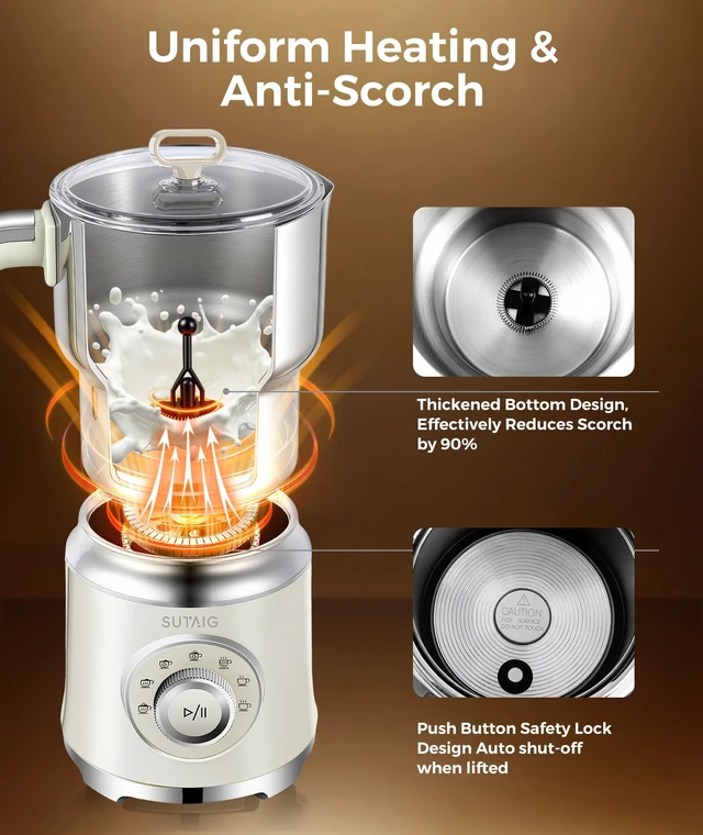 Alt view image 6 of 7 - Milk Frother, 27oz All-in-1 Milk Steamer and Frother for Coffee, Variable Froth Thickness, Hot & Cold Foam Milk Warmer with Temperature Control