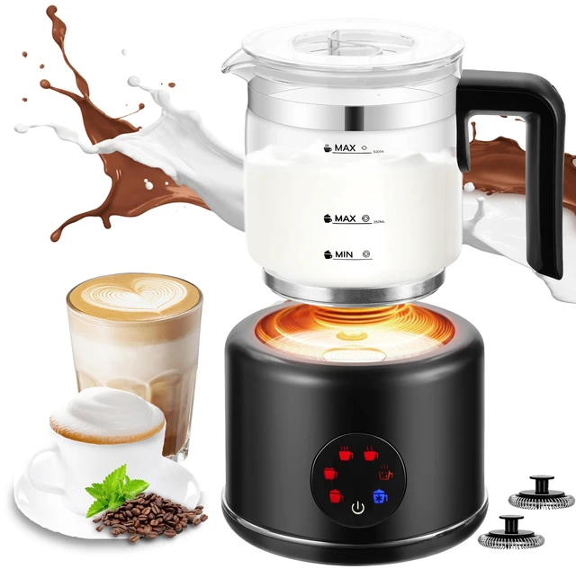 Main image of Milk Frother and Steamer, 6 in 1 Milk Steamer and Milk Warmer, 17oz Auto Shut Off Electric Frother with Touch Screen, Hot/Cold Foam Maker for Coffee, Latte, Cappuccino, Hot Chocolate, Black