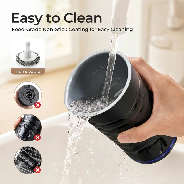 Alt view image 6 of 7 - Large Capacity Milk Frother 430ml, 4-in-1Electric Milk Steamer and Frother | 130s Fast Frothing, Stainless Steel Coffee Frother, Hot and Cold Foam Maker for Latte Coffee Macchiato Hot Chocolate