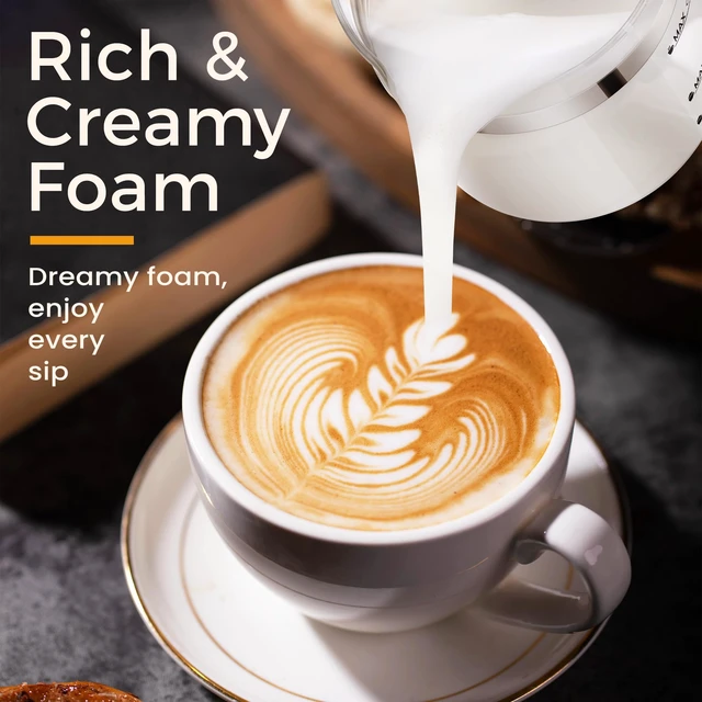 Alt view image 5 of 7 - Milk Frother and Steamer, 6 in 1 Milk Steamer and Milk Warmer, 17oz Auto Shut Off Electric Frother with Touch Screen, Hot/Cold Foam Maker for Coffee, Latte, Cappuccino, Hot Chocolate, Black