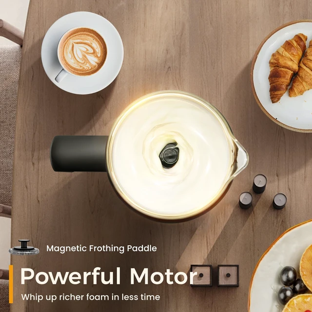 Alt view image 6 of 7 - Milk Frother and Steamer, 6 in 1 Milk Steamer and Milk Warmer, 17oz Auto Shut Off Electric Frother with Touch Screen, Hot/Cold Foam Maker for Coffee, Latte, Cappuccino, Hot Chocolate, Black