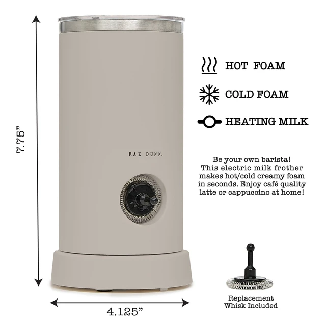 Alt view image 5 of 7 - Rae Dunn Electric Milk Frother Steamer -Stylish Automatic Milk Steamer and Frother, Milk Warmer, Hot and Cold Foam Maker for Coffee, Latte, Cappuccino, Macchiato - 550 Watt (Sand)
