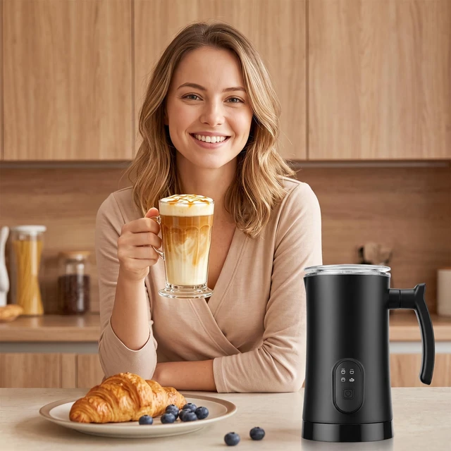 Alt view image 3 of 7 - 4-in-1 Milk Frother and Steamer, 350ml Hot and Cold Foam Maker for Coffee | Automatic Coffee Frother Electric Milk Frother Milk Steamer for Lattes Cappuccino Foam Preparation Hot Chocolate Milk Warmer