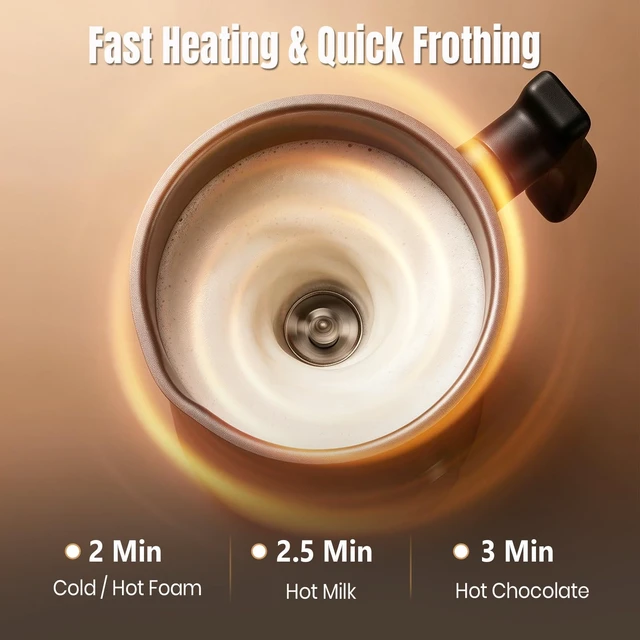 Alt view image 6 of 7 - 4-in-1 Milk Frother and Steamer, 350ml Hot and Cold Foam Maker for Coffee | Automatic Coffee Frother Electric Milk Frother Milk Steamer for Lattes Cappuccino Foam Preparation Hot Chocolate Milk Warmer