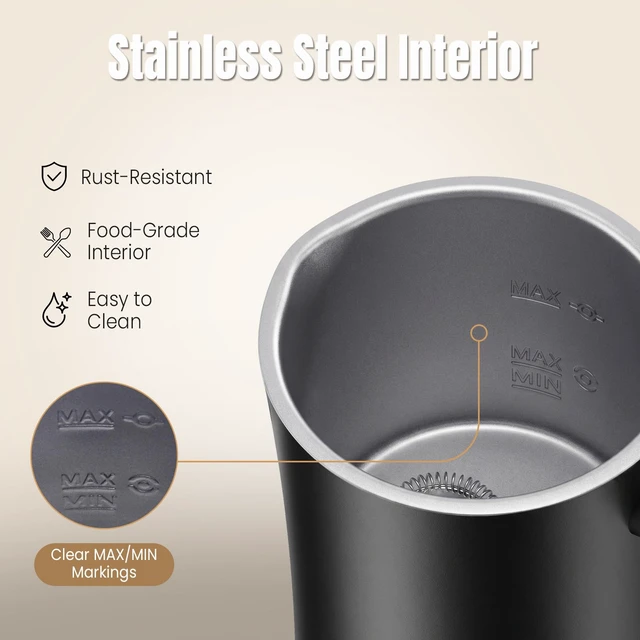 Alt view image 7 of 7 - 4-in-1 Milk Frother and Steamer, 350ml Hot and Cold Foam Maker for Coffee | Automatic Coffee Frother Electric Milk Frother Milk Steamer for Lattes Cappuccino Foam Preparation Hot Chocolate Milk Warmer