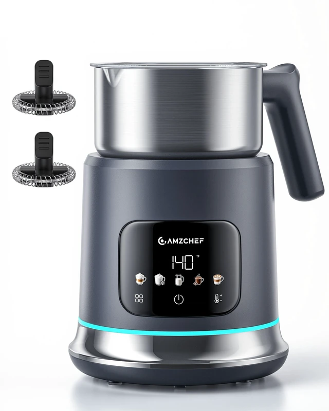 Main image of AMZCHEF 5-in-1 Milk Frother and Steamer 21oz/600mL, Space Grey | Adjustable Temp & 550W IH Heating, Memory Function for Hot & Cold Foam, Hot Chocolate & Milk Warmer, Dishwasher Safe