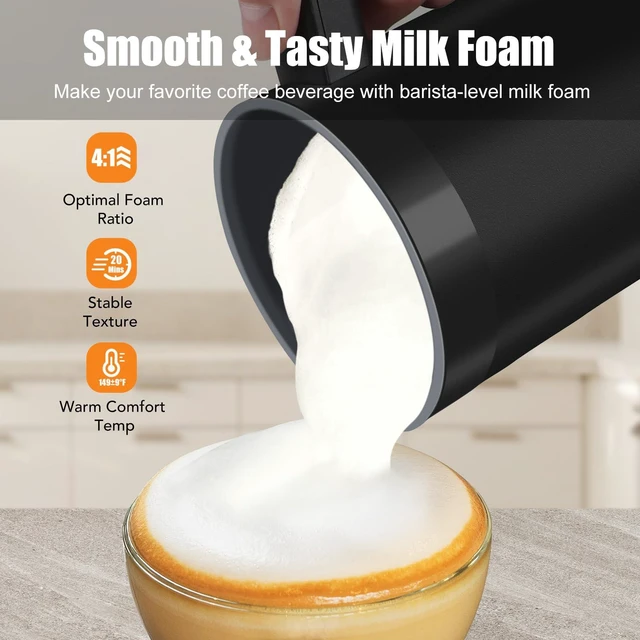 Alt view image 4 of 7 - CookSwift Milk Frother, 13.5oz Large Capacity Electric Frother(Black) | Automatic Hot and Cold Foam Maker and Milk Warmer, Electric Frother for Coffee, Latte, Cappuccino, Macchiato, Matcha