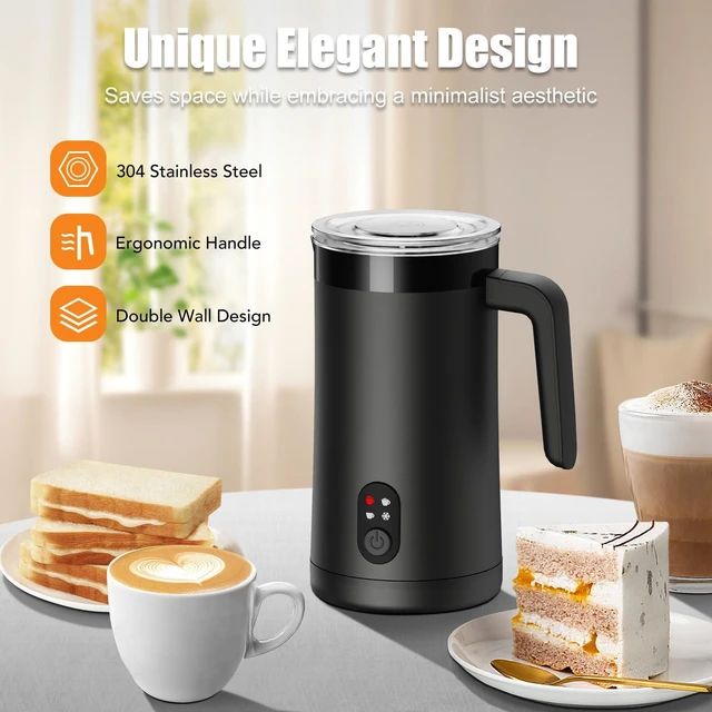 Alt view image 5 of 7 - CookSwift Milk Frother, 13.5oz Large Capacity Electric Frother(Black) | Automatic Hot and Cold Foam Maker and Milk Warmer, Electric Frother for Coffee, Latte, Cappuccino, Macchiato, Matcha