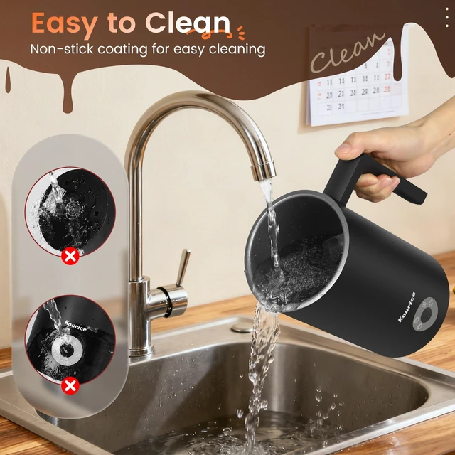 Alt view image 7 of 7 - Kourice 4-in-1 Electric Milk Frother & Steamer Automatic Frother Machine, Barista-Style Hot & Cold Foam for Lattes, Cappuccinos, Iced Coffee, Quiet, One-Touch, Easy to Clean