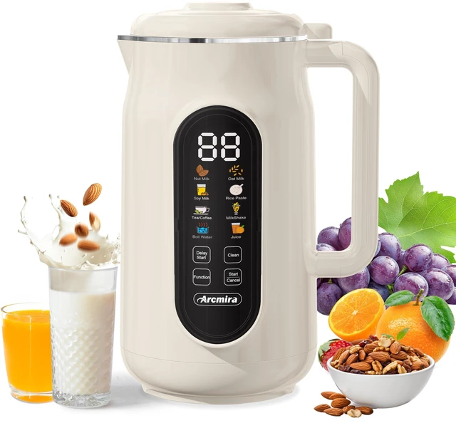 Main image of Arcmira 10 in 1 Nut Milk Maker Machine, 42oz Soy Milk Maker with LED Panel | 10 Blades | Delay Timer | Keep Warm | Auto-Clean for Homemade Almond, Soy, Oat Milk, Juices & Dairy-Free Beverages
