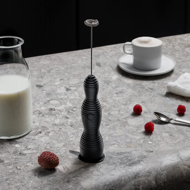 Alt view image 2 of 2 - Alessi Pulcina MDL11 B - Design Milk Frother Beater, in Thermoplastic Resin, Steel Whisk and Rechargeable Battery, Black