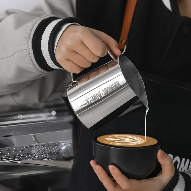Alt view image 5 of 7 - MHW-3BOMBER 16.9oz Milk Frothing Pitcher, World Champion Endorsed Espresso Steaming Pitcher with Crocodile-Shaped Precision Spout, Stainless Steel Latte Art Milk Jug for Baristas, 5.0 Glossy, P5002S