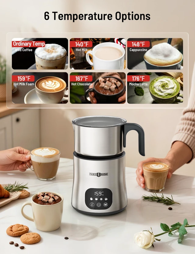 Alt view image 7 of 7 - PARIS RHÔNE Milk Frother & Steamer, 4in1 Touch Control Milk Warmer 650ml | Variable Temperature Control, DishwasherSafe, Memory Function, Smart Touch Panel, for Latte, Cappuccino & Hot Chocolate