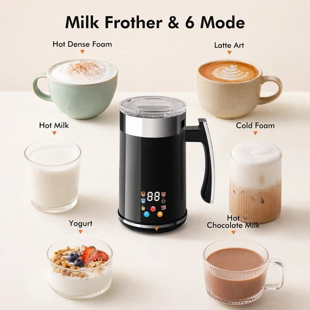 Alt view image 3 of 7 - Milk Frother and Steamer, 6-in-1 Electric Milk Frother | 14.5oz Hot & Cold Foam Maker, Milk Warmer with Temperature Control for Coffee, Latte, Cappuccino, Yogurt & Hot Chocolate