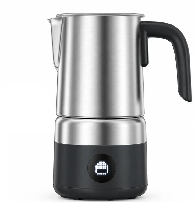 Main image of AMZCHEF All-in-1 Milk Frother and Steamer, 17oz Stainless Steel Jug, 600W | Split Design, LED Display, Automatic Warm & Cold Foam for Coffee, Latte, Macchiato, Cappuccino, Hot Chocolate, Easy to Clean