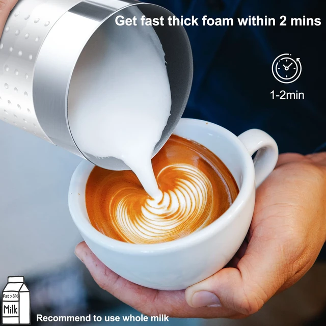 Alt view image 6 of 7 - 4 in 1 Milk FrotherElectric Milk Frother and Steamer 300mlFast Frothing | Stainless Steel Inner,Automatic Hot& Cold Foam Maker and Milk Warmer For Latte, Cappuccinos, MacchiatoWhite