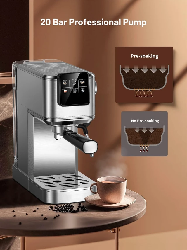 Alt view image 3 of 7 - KEENSTAR 20 Bar Espresso Machine, Hot & Cold Brew Coffee Maker with Milk Frother, Touch Screen, Compact Water Tank, Expresso Coffee Machines for Lattes, Cappuccinos, Americano, Home & Office