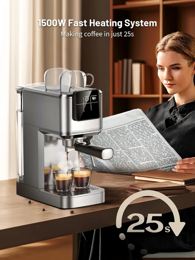 Alt view image 4 of 7 - KEENSTAR 20 Bar Espresso Machine, Hot & Cold Brew Coffee Maker with Milk Frother, Touch Screen, Compact Water Tank, Expresso Coffee Machines for Lattes, Cappuccinos, Americano, Home & Office