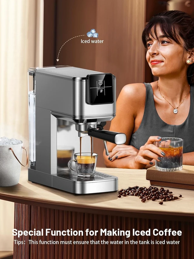 Alt view image 6 of 7 - KEENSTAR 20 Bar Espresso Machine, Hot & Cold Brew Coffee Maker with Milk Frother, Touch Screen, Compact Water Tank, Expresso Coffee Machines for Lattes, Cappuccinos, Americano, Home & Office