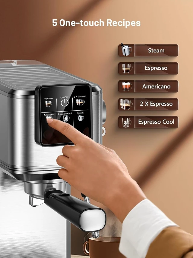Alt view image 5 of 7 - KEENSTAR 20 Bar Espresso Machine, Hot & Cold Brew Coffee Maker with Milk Frother, Touch Screen, Compact Water Tank, Expresso Coffee Machines for Lattes, Cappuccinos, Americano, Home & Office