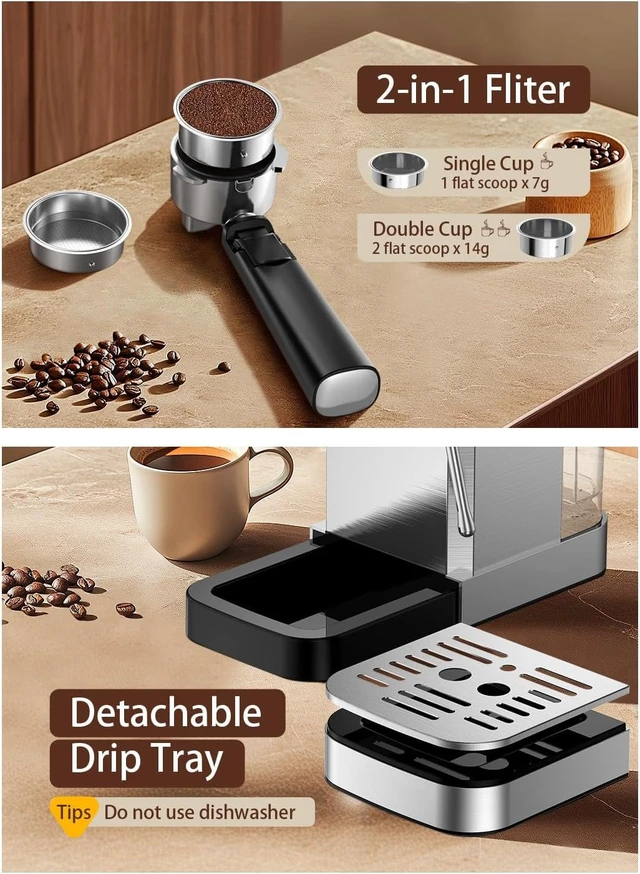 Alt view image 7 of 7 - KEENSTAR 20 Bar Espresso Machine, Hot & Cold Brew Coffee Maker with Milk Frother, Touch Screen, Compact Water Tank, Expresso Coffee Machines for Lattes, Cappuccinos, Americano, Home & Office