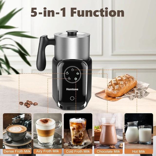 Alt view image 2 of 7 - Homtone Upgraded 5-in-1 Electric Milk Frother,Large 21 oz Capacity Induction Milk Steamer,Removable Stainless Steel Automatic Milk Foamer for Latte, Hot Chocolate, Hot & Cold Foam