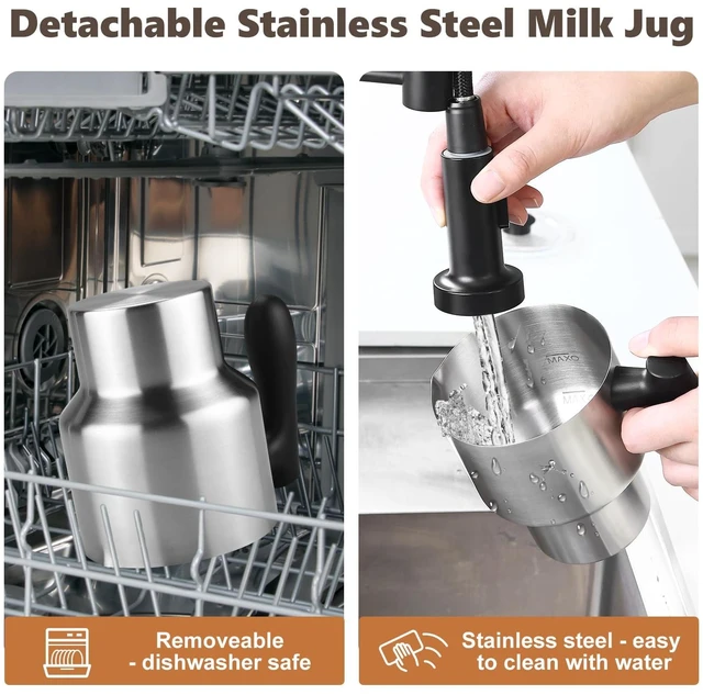 Alt view image 5 of 7 - Homtone Upgraded 5-in-1 Electric Milk Frother,Large 21 oz Capacity Induction Milk Steamer,Removable Stainless Steel Automatic Milk Foamer for Latte, Hot Chocolate, Hot & Cold Foam