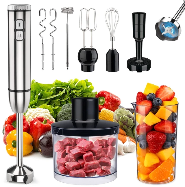 Main image of YODHOSA Immersion Blender Handheld 8 in 1 Hand Held Blenders Mixer Stainless Steel Electric Sitck Beaker Chopper Milk Frother Grinder