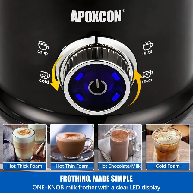 Alt view image 4 of 7 - APOXCON Milk Frother and Steamer, Automatic Warm & Cold Foam Maker with Stainless Steel Jug, Detachable Electric Coffee Frother for Cappuccino, Latte, Hot Chocolate