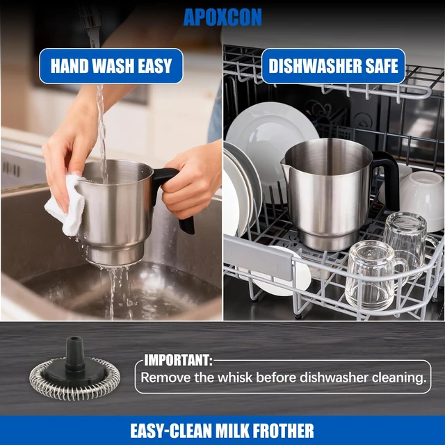 Alt view image 5 of 7 - APOXCON Milk Frother and Steamer, Automatic Warm & Cold Foam Maker with Stainless Steel Jug, Detachable Electric Coffee Frother for Cappuccino, Latte, Hot Chocolate