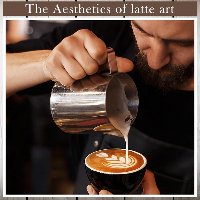 Alt view image 5 of 7 - Dandat 8 Pcs Milk Frothing Pitcher 12 oz Stainless Steel Milk Frother Cup | Pour Spout for Latte Art, Ml Oz Marks Inside, Steaming Pitchers for Cappuccino Hot Chocolate, Frother Cup with Handle