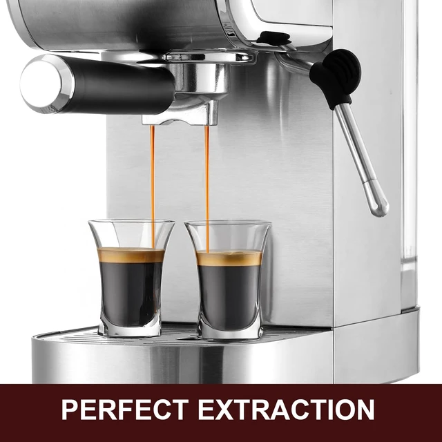 Alt view image 5 of 6 - Milaroma Espresso machine 20 Bar, Espresso Maker with Powerful Steam Milk Frother, Stainless Steel Coffee Machine with Fast Heating System for Latte, Cappuccino