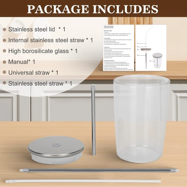 Alt view image 6 of 7 - Glass Milk Container for Jura & Stainless Steel Milk Pipe Casing with HP3 Adapter, Compatible with Jura Coffee Machine Models: Z8, Z6, J6, S8, S80, E8, GIGA X8cG2 / X8G2/X3cG2 / X3G2, X8, X10, WE8
