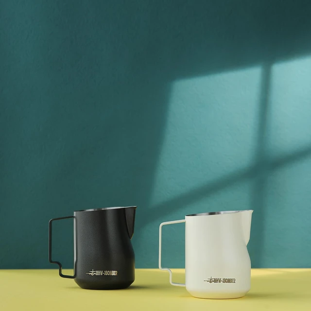 Alt view image 7 of 7 - MHW-3BOMBER Milk Frothing Pitcher 12oz Milk Frother Cup Espresso Steaming Pitcher Stainless Steel Milk Frother Cup Barista Latte Art Round Spout Milk Jug, Black P6007MB-OS