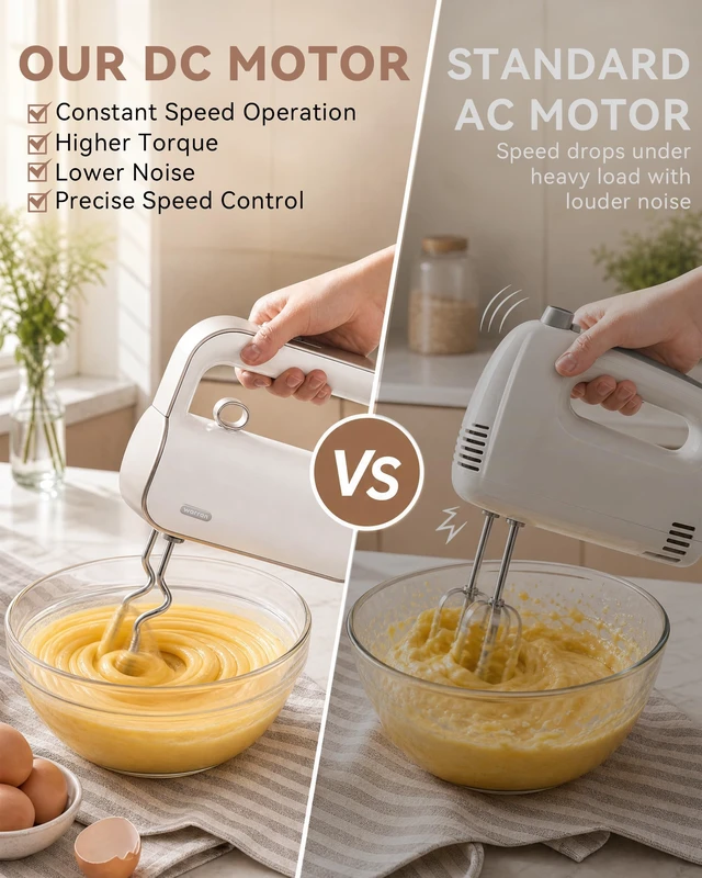 Alt view image 4 of 5 - Hand Mixer Electric Handheld, 950W Peak Powerful, UL Certified for Safety | Hand Held Mixer, Turbo for Baking, 6-Piece 304 Food-Grade Steel, 2 Dough Hooks + 2 Beaters + Whisk + Milk Frother